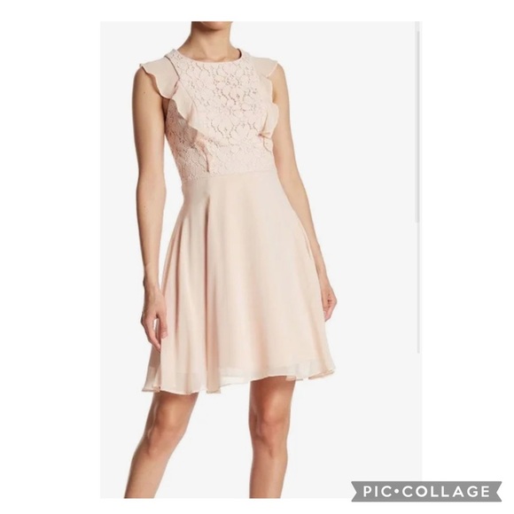 Nanette Lepore Chiffon Lacey Ruffled Fit & Flare Dress Size 8 - Picture 1 of 9